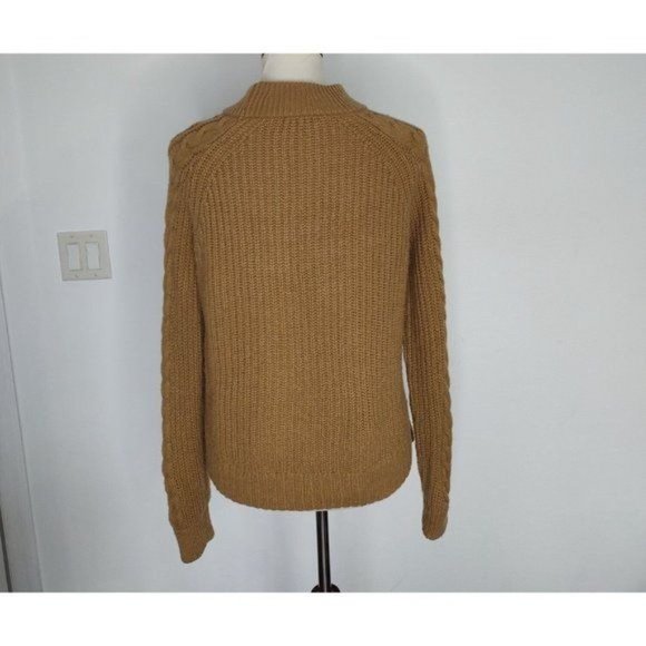 J. Crew Sweater S Azra Cable Knit Pullover Mock Neck Caramel Chunky - Picture 6 of 9